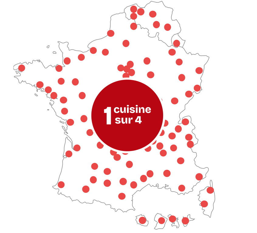 Carte de la France représentative de l'ensemble des cuisines réalisées par Labruquere.